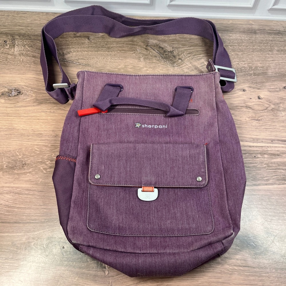 Sherpani Trevia Crossbody Bag Purple Canvas Tote Adjustable Strap
